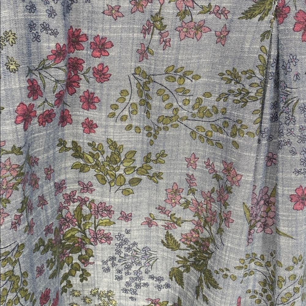 J. Jill Blue Floral Shirt 100% Cotton Size Medium - Picture 8 of 11